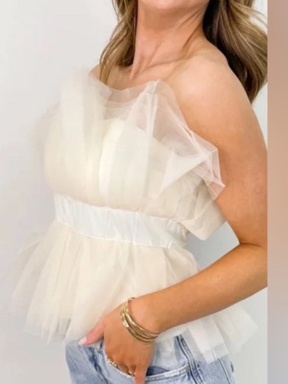 mable ivory tulle top